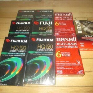 Lot of New Blank Video Cassettes Fuji HQ120x6 Maxell HGT-120sx2 / HGX-Goldx1